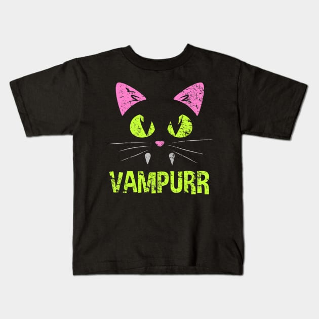 HALLOWEEN SCARY CAT VAMPIRE VAMPURR WOMEN GIRL Kids T-Shirt by klausgaiser